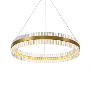 Zèle éclairage anneau suspendu lustres modernes led lustre rond en cristal or salon éclairage - Product Image 6