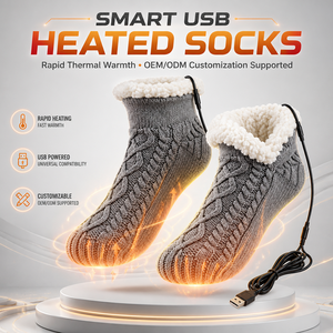 Premium Custom Women Heated Ankle Socks Fluffy Non <b>Slip</b> Sleep Socks Cable Powered Warm Indoor House Socks Custom Logo - Product Image 1