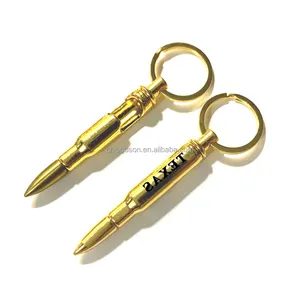 Wholesale Top Quality Custom Gold Metal Police Weapon Bullet Gun Handcuffs Keychain Made in China