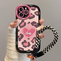 Coque souple ZL045 à motif léopard cœur pour iPhone 17 Air, 16/15 Pro Max, antichute, 14 Plus 13/12