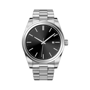 Montre à quartz pour homme en acier inoxydable avec cadran noir de 40 mm, mouvement multicolore classique et populaire, bracelet de 20 mm, verre - Product Image 3