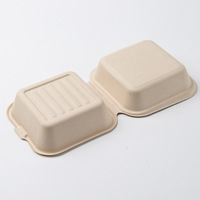 Boîte de burger bagasse biodégradable emballage en carton à emporter de restauration rapide pour gâteau sandwich bento pour ingrédients de canne à sucre