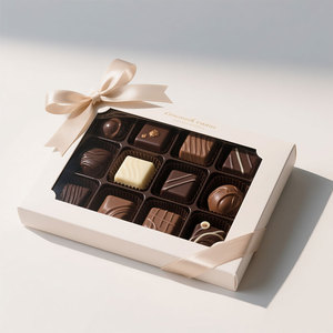 Caja de Lujo Personalizada para Empaque de Chocolates de 9 y 12 Unidades, Papel Ecológico para Barras de Chocolate Navideñas con Ventanas Transparentes - Product Image 1