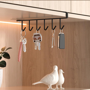 Support de rangement de cuisine en fer avec 6 crochets, support métallique sous étagère, porte-tasses à café en gros avec 6 crochets - Product Image 1