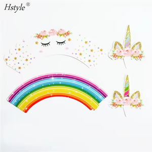 Hstyle Phổ Biến Unicorn Cupcake Toppers Và Wrappers Cup Bánh Tráng Miệng Trang Trí Nguồn Cung Cấp Pq117 Cho Trẻ Em Cô Gái Sinh Nhật Đảng - Product Image 5