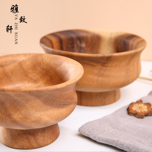 Cuenco Tibetano Retro Étnico Hecho a Mano de Madera Maciza de Acacia para <span class=keywords><strong>Leche</strong></span>/Ghee/Té, Cuenco Redondo para Niños - Product Image 3