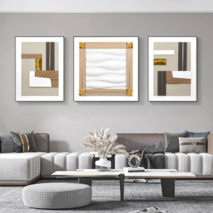 Peinture moderne simple décoration murale peinture abstraite triptyque peintures suspendues pour hôtel - Product Image 1