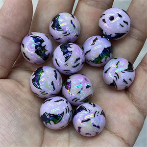 Reviright G 16mm Acrylique à trou droit, sequins imprimés motif chauve-souris colorés, pour stylo perlé DIY, chaîne de téléphone portable, porte-clés, et breloque de voiture - Product Image 4
