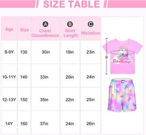 <span class=keywords><strong>Pijamas</strong></span> para niños Dibujos animados personalizados Impreso <span class=keywords><strong>Unicornio</strong></span> Manga corta y pantalones cortos <span class=keywords><strong>Pijamas</strong></span> para <span class=keywords><strong>niñas</strong></span> 8-14 - Product Image 5