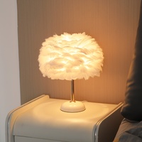 Lampe de table en céramique à plumes, best-seller transfrontalier, pour chambre de fille, lampe de chevet, ambiance luxueuse haut de gamme, décorative et romantique
