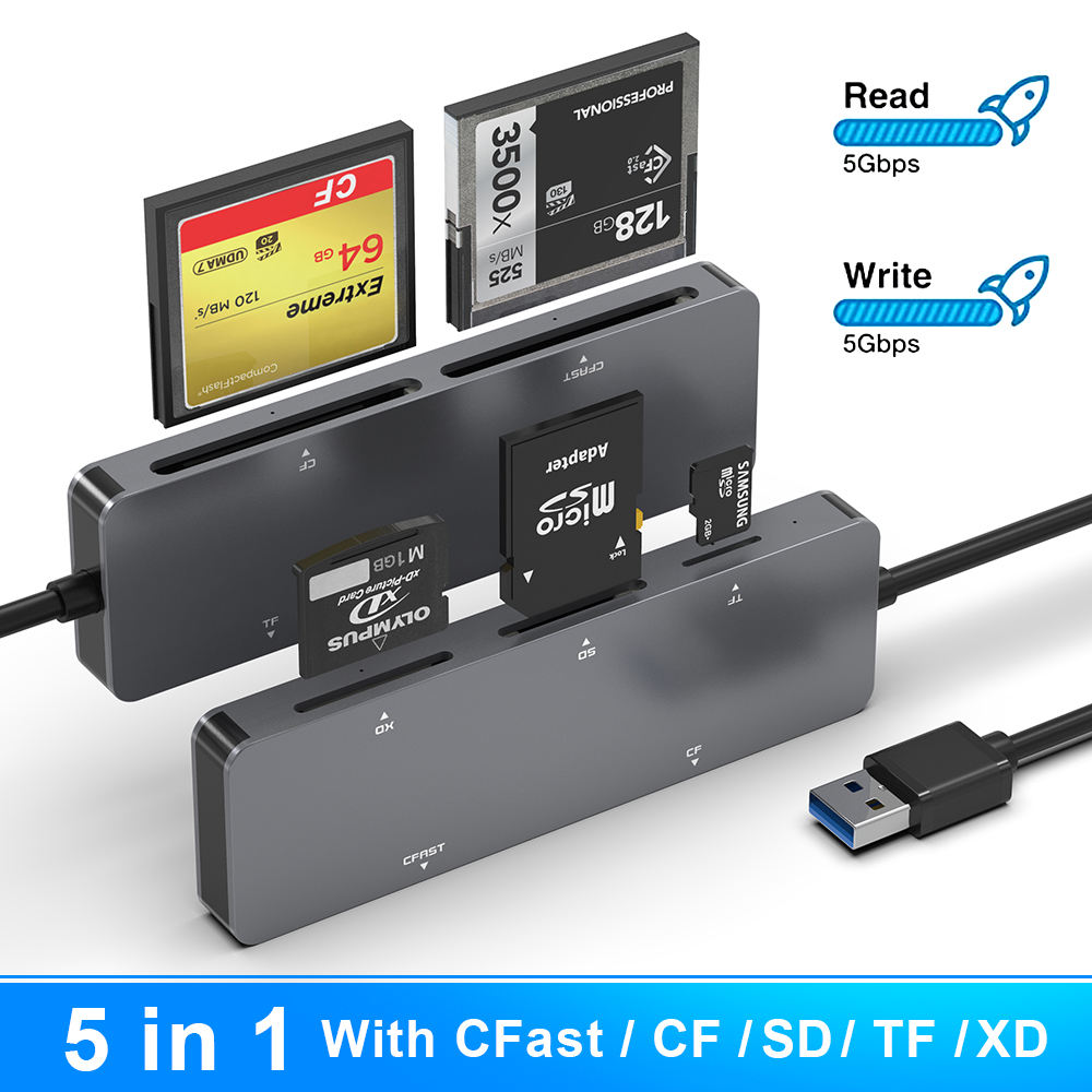 Simultaneously Read CFast Card Reader USB C+A CFast Type-C