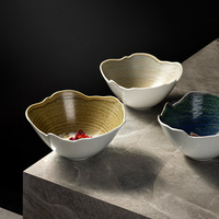 Nouveau japonais luxe Unique bol profond plats en céramique ensemble nourriture Snack riz soupe pâtes salade porcelaine bol pour Restaurant hôtel