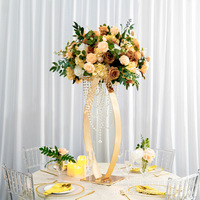 Centre de table de mariage, support à fleurs en métal doré, arrangement floral de mariage, décoration de table, décoration de fête à domicile