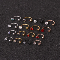En gros Non-Piercing C-Forme En Acier Inoxydable Nez Oreille Cartilage Clip Sur Boucles D'oreilles avec Boule De Cristal Goujons D'extrémité