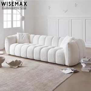 WISEMAX tasarımcı otel mobilya oturma odası kol dayama kadife kumaş döşeme püsküllü büyük kesit chesterfield kanepe kanepe