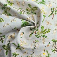 Tissu en coton et lin écologique personnalisable de 140 g, imprimé cottagecore, tissé pour chemises, nappes, mélange de matériaux naturels