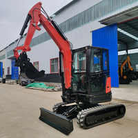 Mini-excavatrice de 4 tonnes, machine de terrassement hydraulique diesel télescopique, excavatrice professionnelle de petite taille