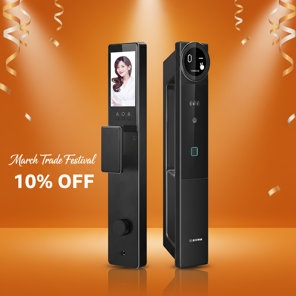 Li Wen Smart Glass/Aluminum Door Lock Tuya App Control Fingerprint Face Recognition USB Port Memory Card Single Latch Set · image 3