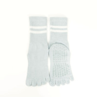Chaussettes de yoga antidérapantes à cinq orteils, personnalisées, avec soutien de la voûte plantaire, en coton tricoté plat, à bord côtelé très élastique, pour Pilates et usage quotidien, vente en gros
