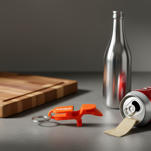 พวงกุญแจเปิดขวดอเนกประสงค์รูปทรงปืนลูกซอง พลาสติกสีส้มพร้อมใบมีดสแตนเลส ใช้งานด้วยมือเพื่อความสะดวก - Product Image 2