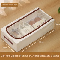 Boîte de rangement à chaussures pliable rectangulaire en tissu transparent Nexus Household, capacité 18L, empilable, double compartiment, avec couvercle