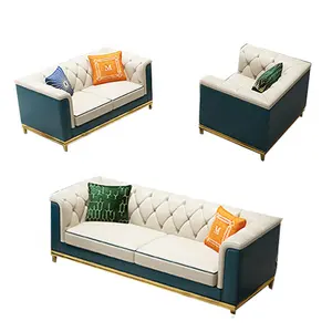 Set furnitur dudukan sudut kulit, kursi sofa ruang tamu bagian sofa mewah modern