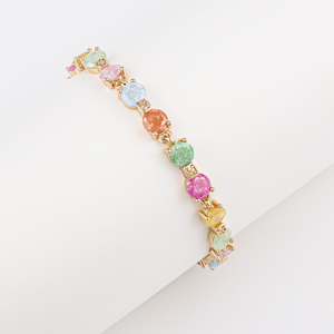 Nuovo <span class=keywords><strong>Bracciale</strong></span> Placcato <span class=keywords><strong>Oro</strong></span> alla Moda 2022, Gioielli da <span class=keywords><strong>Donna</strong></span>, Ottone Placcato <span class=keywords><strong>Oro</strong></span> 18k con Zirconi Colorati Arcobaleno, Vendita all'Ingrosso - Product Image 6