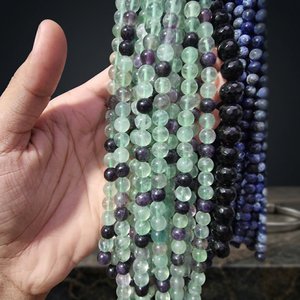 Perles de fluorite verte naturelle, perles de pierres précieuses facettées, perles rondes en pierre brute pour la fabrication de bijoux - Product Image 4