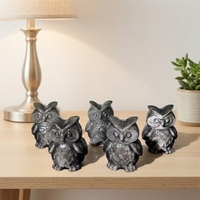 Artisanat en Cristal Naturel : Hibou en Obsidienne de 5 cm, Sculpture Animale en Pierre Précieuse, Oiseau en Obsidienne Argentée pour Décoration Intérieure