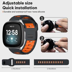 Vente en gros pour <span class=keywords><strong>Fitbit</strong></span> <span class=keywords><strong>Versa</strong></span> 4 / <span class=keywords><strong>3</strong></span> / Sense2 / 1 xDfind Bracelet de montre intelligente en silicone bicolore à tête plate - Product Image 5