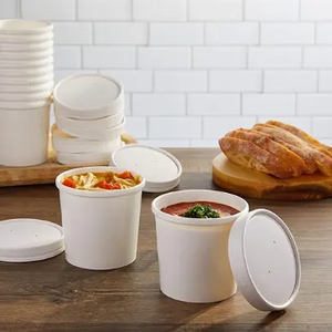 Tazones de sopa Kraft desechables para microondas, recipientes de sopa para llevar con tapas herméticas para restaurantes, para llevar o para llevar el almuerzo - Product Image 4