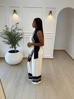Pantalon droit rayé noir et blanc Europe/Afrique, haut court sans manches - Ensemble deux pièces pour femmes, vêtements pour femmes