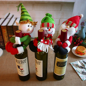 Christmas Decoration <b>Red</b> Wine Bottle Decorations Cute Santa Claus Snowman New Year Home Dining Table Decor Christmas - Product Image 2