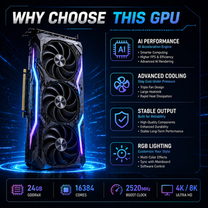 Pour TUF Gaming Radeon <span class=keywords><strong>RX</strong></span> 9070 XT OC Edition 16 Go GDDR6 PCI Express 4.0, ventilateur de refroidissement VGA d'occasion, horloge du cœur 1710 MHz, DirectX 12 - Product Image 6