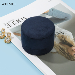Luxury Blue Velvet White Paper Cylinder Jewelry Packaging <b>Box</b> with Ribbon for Wedding Ring Necklace <b>Earrings</b> - Product Image 5