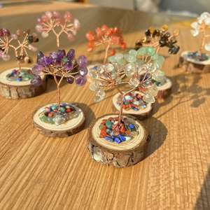 Eco-Friendly Cristal Natural Esmagado Pedra <span class=keywords><strong>Money</strong></span> <span class=keywords><strong>Tree</strong></span> Ornamento De Madeira Base Decor para Casa Carro Mini Pequenos Espaços - Product Image 4