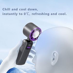 Mini Ventilador Recargable USB de 2000 mAh con Pantalla LED, Compresión de Aire Frío Ajustable para Auto, Refrigeración Portátil - Product Image 4
