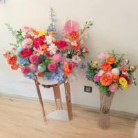 Décoration personnalisée pour arche de mariage avec rangée de fleurs artificielles, chemin de table floral en soie coloré pour centre de table d'événements et de fêtes
