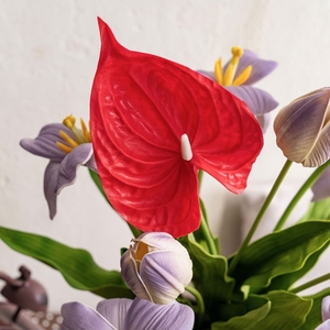 Piante di Anthurium <span class=keywords><strong>B</strong></span>-99 in PU Effetto Naturale, Fiori Artificiali all'Ingrosso per Decorazioni da Tavola - Product Image 5
