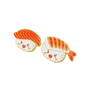 Personnalisé créatif japonais délicieux nourriture traditionnelle saumon <span class=keywords><strong>Sushi</strong></span> et crevettes <span class=keywords><strong>Sushi</strong></span> fer plaqué or émail doux broche en métal - Product Image 2