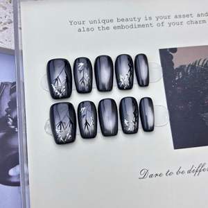 Lot de 10 faux ongles en gel peints à la main, magnifiques ongles acryliques de luxe faits à la main, à presser, de haute qualité - Product Image 2