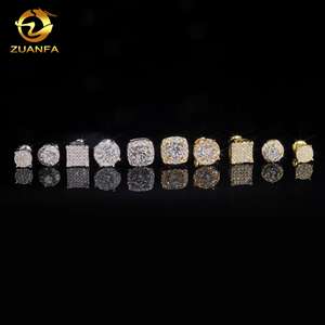 USA Stock Hip Hop Jewelry Mens Moissanite <strong>Earrings</strong> Pass Diamond Tester Solid 925 Silver Iced Out Moissanite Screw <strong>Back</strong> <strong>Earrings</strong> - Product Image 5