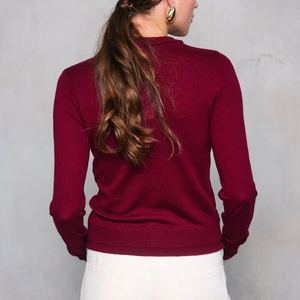Cardigan con bottone asimmetrico <span class=keywords><strong>bordeaux</strong></span> a manica lunga maglione Slim-Fit lavorato a <span class=keywords><strong>maglia</strong></span> per l'eleganza Casual da ufficio - Product Image 2