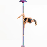 Kit de barre de pole dance en acier arc-en-ciel 45 mm, statique, extensible 217-270 cm