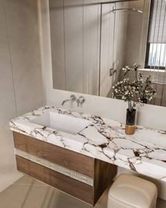 Hot Bán thiết kế thích calacatta vagli đá cẩm thạch vàng thiêu kết đá cho phòng tắm tường - Product Image 4