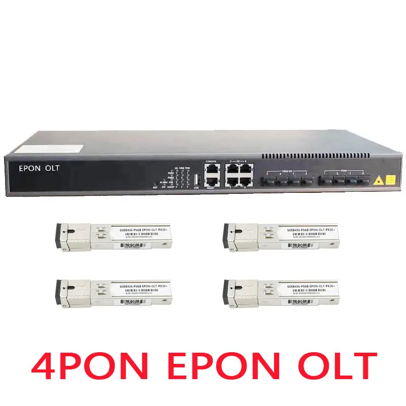 4 10 г SFP высокое качество 1,25 Гбит/с Профессиональные 20 км EPON OLT 4 PON порты