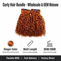 350 mèches de cheveux humains vietnamiens bruts bouclés profonds couleur gingembre-orange, extensions de tissage vierges avec cuticules alignées