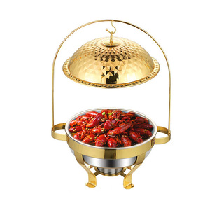 Nouveau chauffe-plat rond en acier inoxydable isolé à couvercle articulé, chauffé à l'alcool, pour hôtels et restaurants - Product Image 1