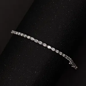 Pulseira vvs de prata esterlina 925, colares com corrente de tênis de moissanite fino e diamante