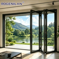 Portes pliantes en aluminium Rogenilan, fournisseur chinois, résistantes aux ouragans, double vitrage Low-E, pour patio